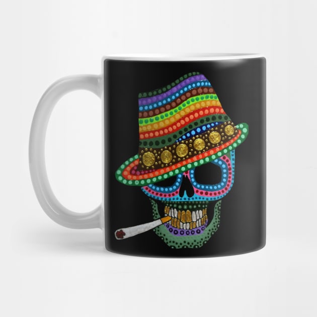 Smoking Love Skull | Tattoo Skulls | Acid Henna skull with Hat | Sugar Skull Psychedelic by Tiger Picasso